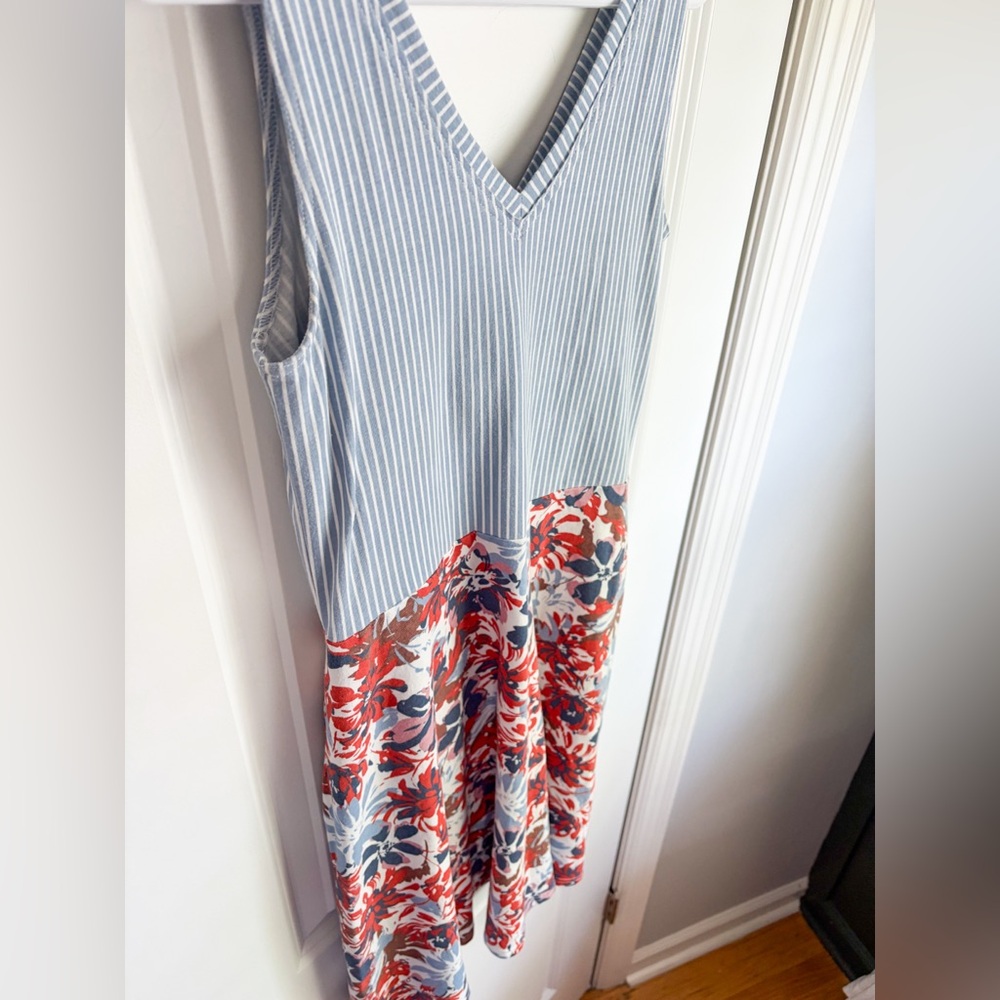 Pact Stripe and Floral Fit and Flare Mini Dress with Built in Bra - Picture 2 of 7